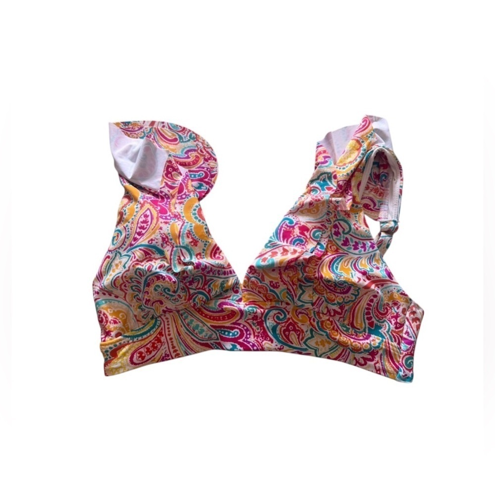 Colorful Paisley Ruffle Bikini Top - Picture 4 of 14